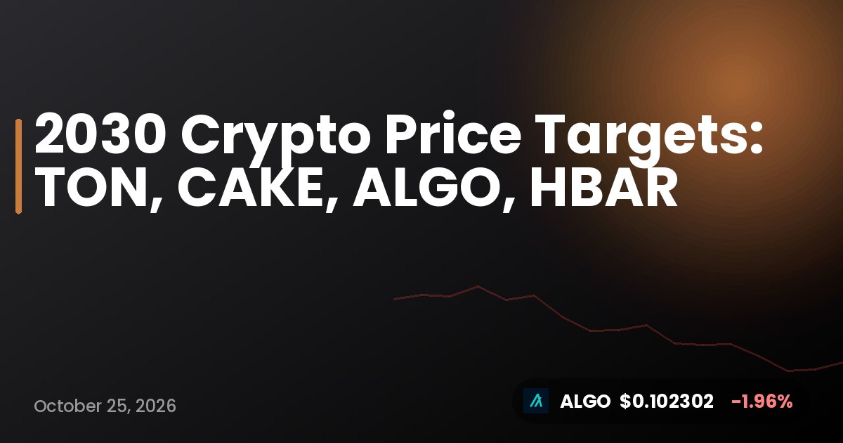 2030 Crypto Price Targets: TON, CAKE, ALGO, HBAR