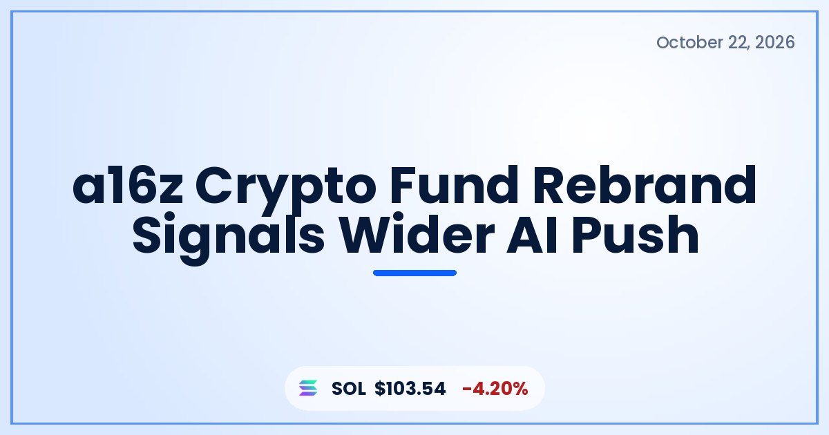 a16z Crypto Fund Rebrand Signals Wider AI Push