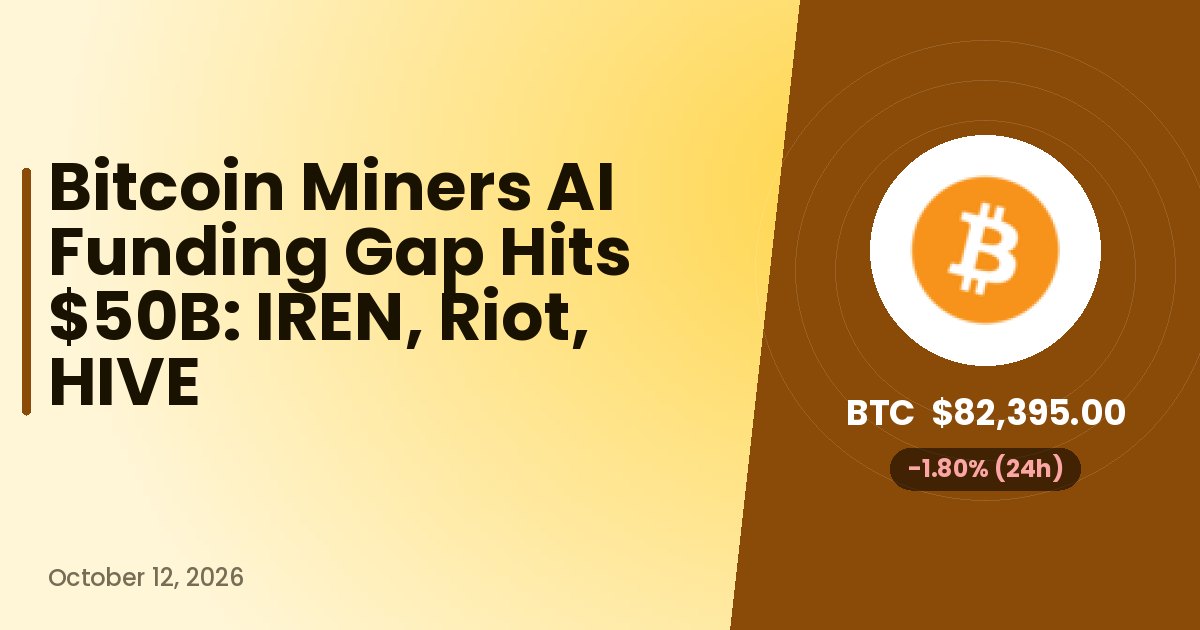 Bitcoin Miners AI Funding Gap Hits $50B: IREN, Riot, HIVE