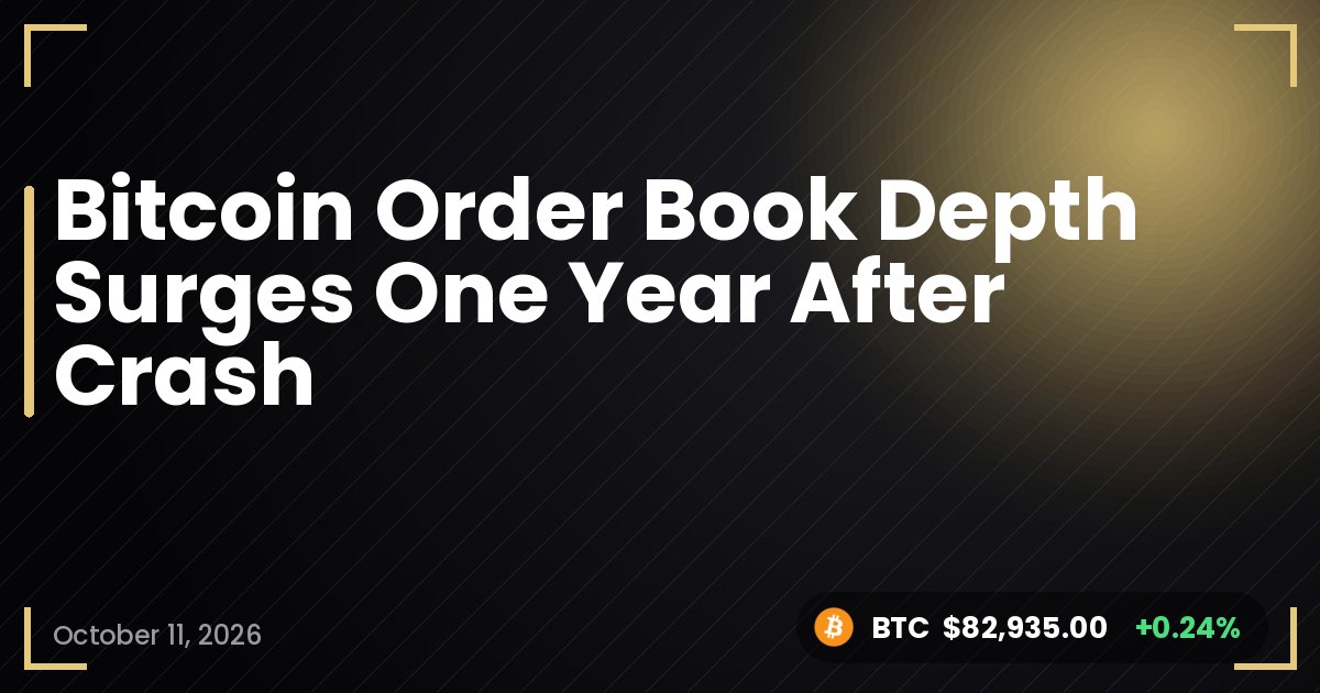 Bitcoin Order Book Depth Surges One Year After Crash