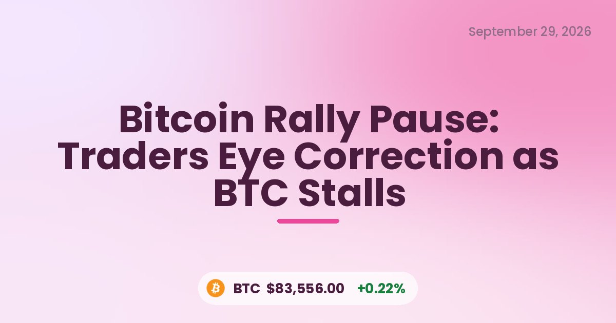 Bitcoin Rally Pause: Traders Eye Correction as BTC Stalls
