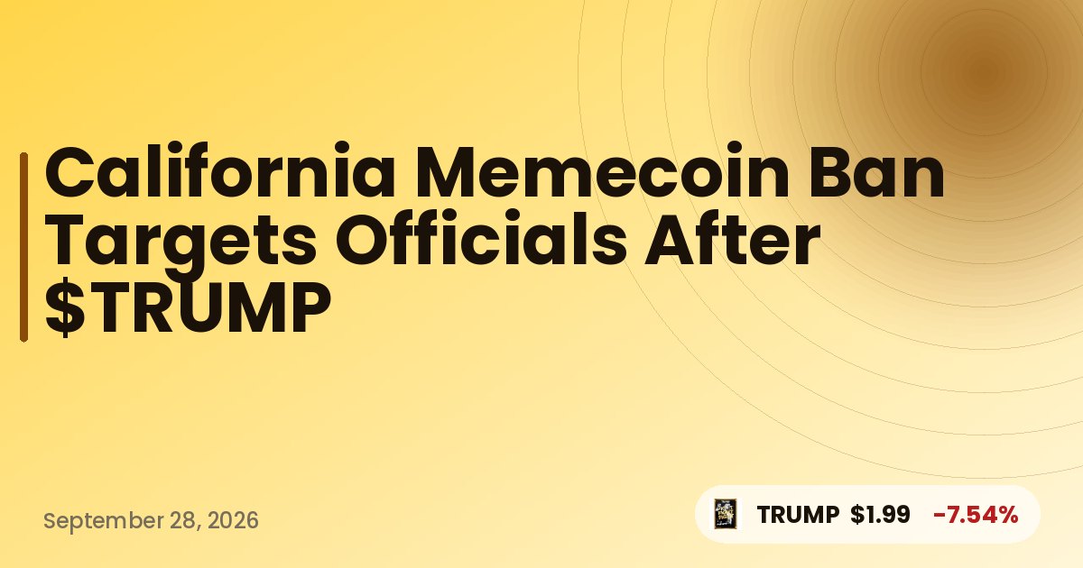 California Memecoin Ban Targets Officials After $TRUMP