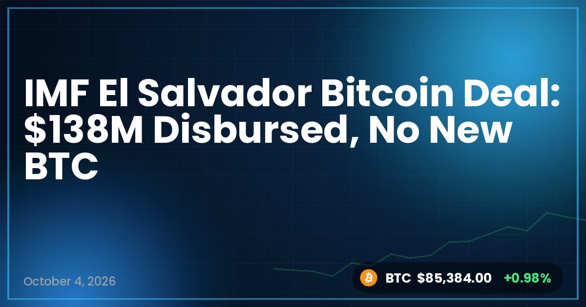 IMF El Salvador Bitcoin Deal: $138M Disbursed, No New BTC