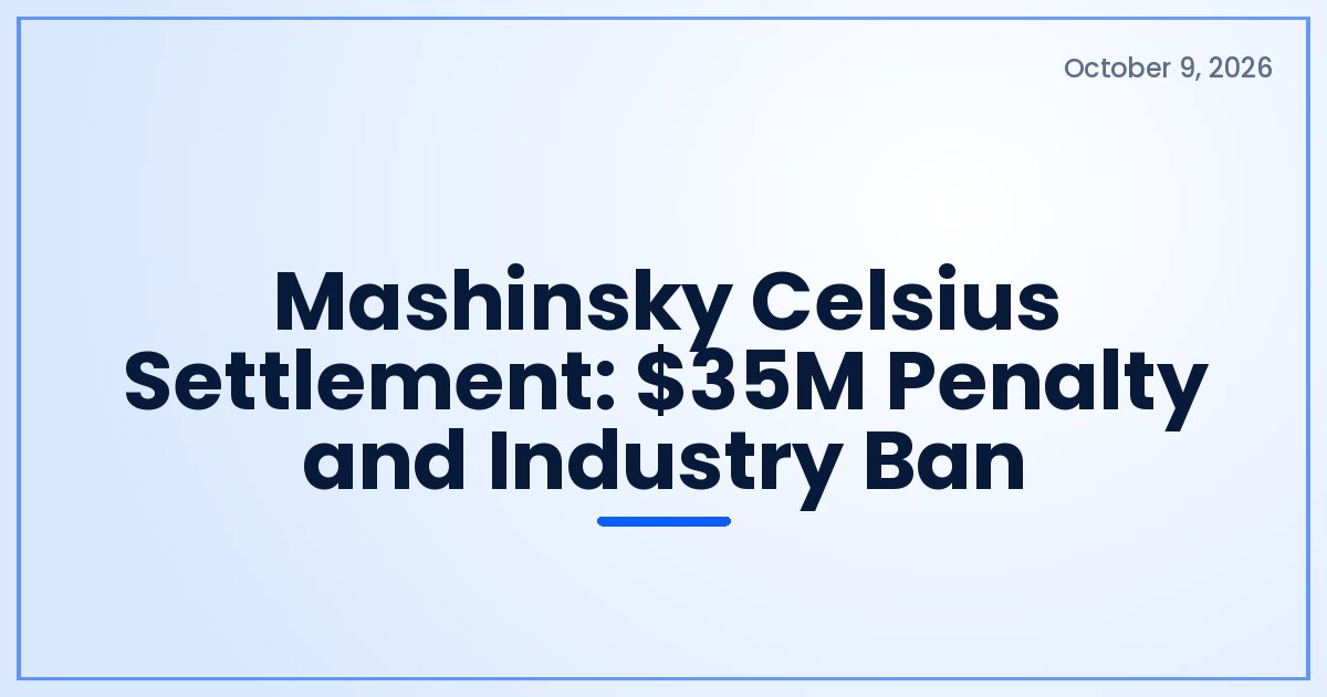 Mashinsky Celsius Settlement: $35M Penalty and Industry Ban