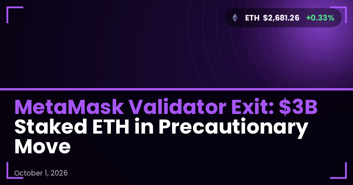 MetaMask Validator Exit: $3B Staked ETH in Precautionary Move