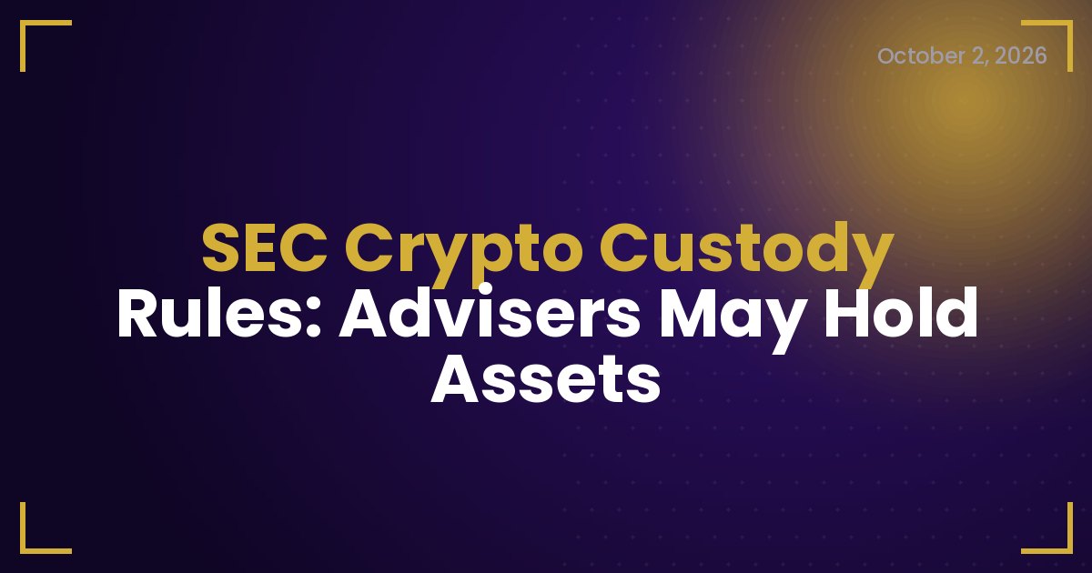 SEC Crypto Custody Rules: Advisers May Hold Assets