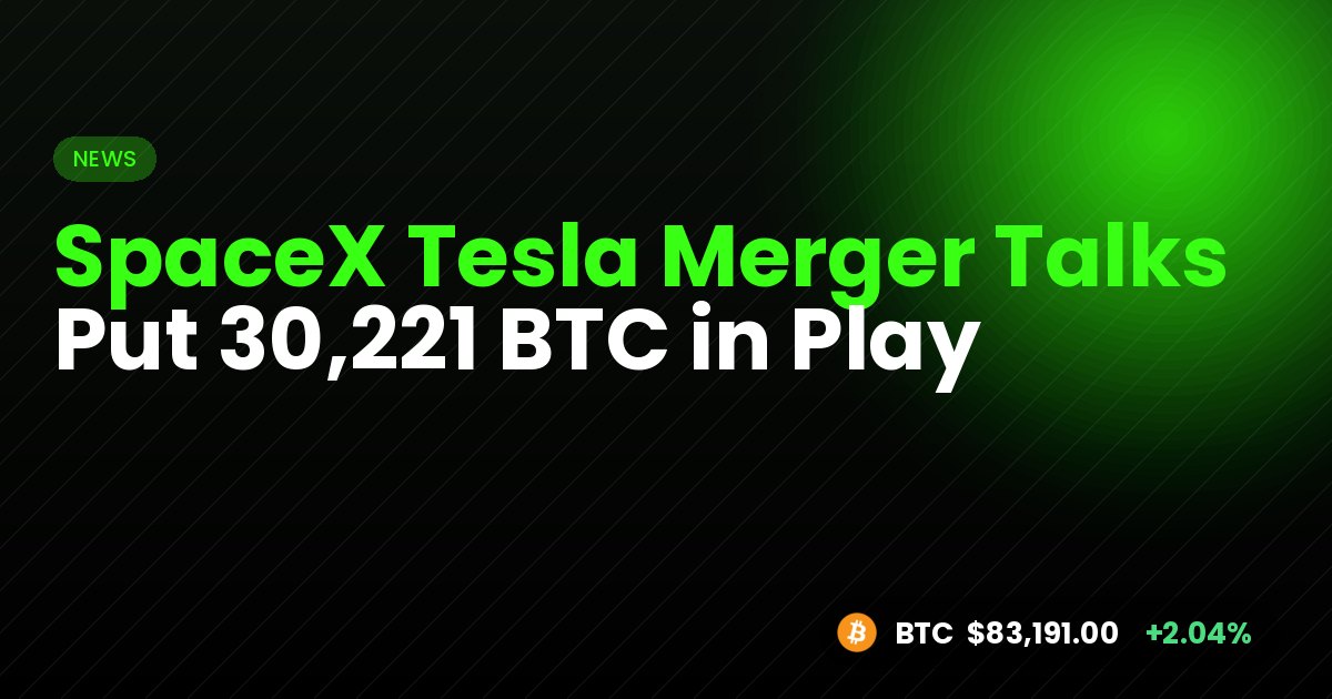 SpaceX Tesla Merger Talks Put 30,221 BTC in Play