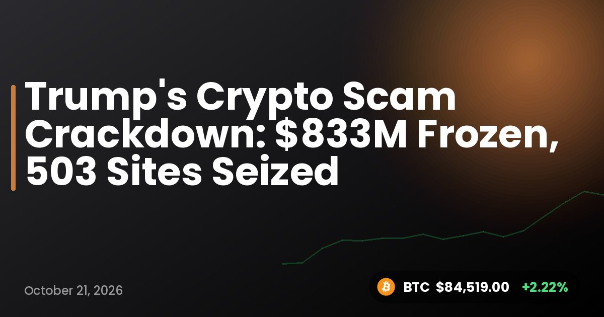 Trump's Crypto Scam Crackdown: $833M Frozen, 503 Sites Seized